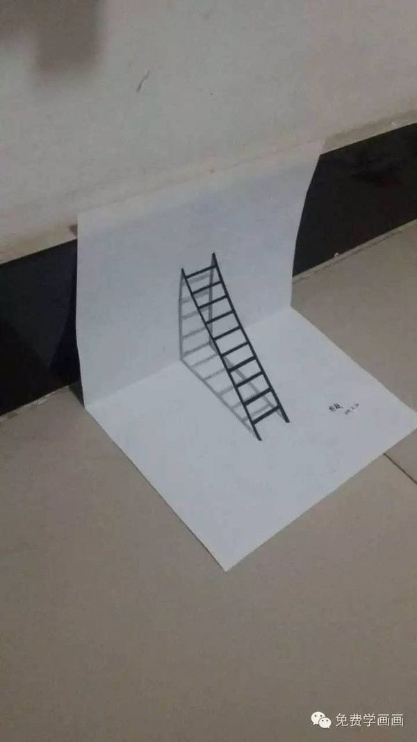 梯子的立体画，梯子的立体画法图片